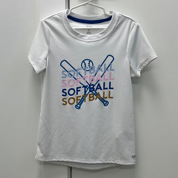 DSG Other - DSG Girls White Softball T-shirt with bat design - size S (8-9)
